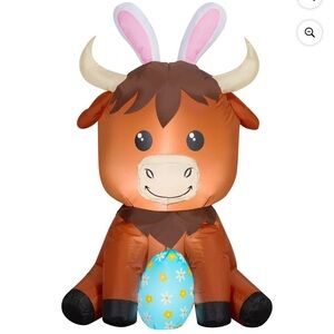 New Way To Celebrate Easter Highland Cow Airblown Yard Inflatable, 42” Tall